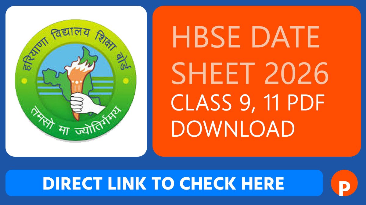 HBSE Date Sheet 2026 Class 9 and 11 PDF Download, Haryana Board Annual Exam Time Table 2026 at bseh.org.in